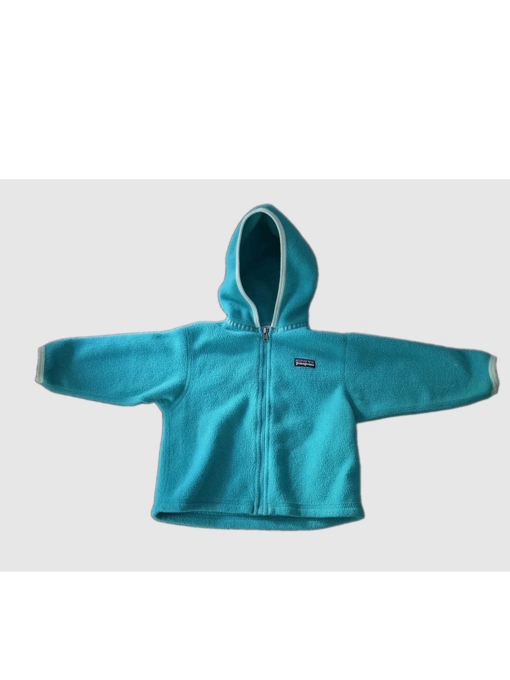 Patagonia Blue Turquois Fleece Full Zip Hooded Jacket Baby Size 18 Months